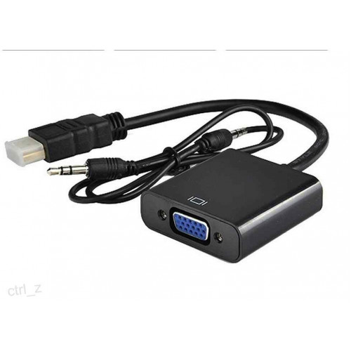 HDMI To VGA Adapter With Audio Cable Black HDMI To VGA Adapter With Audio Cable Black